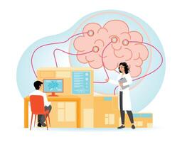 Neurology, Scientists Conducting Brain Research Analysis in a Laboratory Setting. vector