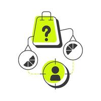 Product modern linear concept icon. Target audience, customer. Business strategy. Market research, advertisement. Flat outline elements connected with dotted lines. Creative visual. Easy to edit vector
