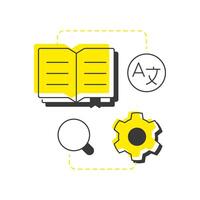 Reading skills modern linear concept icon. Language translation. Information processing. Comprehension, understanding. Flat outline elements connected with dotted lines. Creative visual. Easy to edit vector