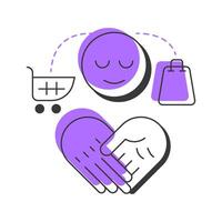 Empathy modern linear concept icon. Mental support. Assistance, help. Customer service. Business, commerce. Flat outline elements connected with dotted lines. Creative visual. Easy to edit vector