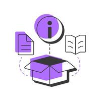 Product knowledge modern linear concept icon. Business documentation. Company service. Guidance, support. Flat outline elements connected with dotted lines. Creative visual. Easy to edit vector