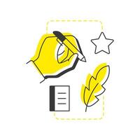 Writing skills modern linear concept icon. Studying process, grammar learning. Education, knowledge. Flat outline elements connected with dotted lines. Creative visual. Easy to edit vector