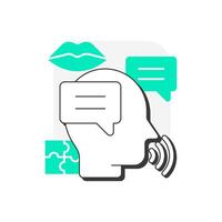 Occupational and speech therapy flat outline concept icon. Pronunciation improvement. Home health care service. Modern line illustration with green glyphs. Conceptual visual. Easy to edit vector
