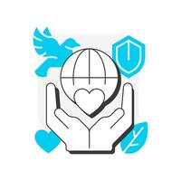 Environment flat outline concept icon. Sustainable development. Environmental care. Pillar of inclusive growth index. Modern line illustration with blue glyphs. Conceptual visual. Easy to edit vector
