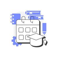 Create study schedule flat outline concept icon. Homeschooling. Academic improvement. Action plan. Time management. Modern line illustration with purple glyphs. Conceptual visual. Easy to edit vector