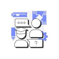 Seek help when needed flat outline concept icon. Student achievement. Tuition assistance. Learning improvement. Modern line illustration with purple glyphs. Conceptual visual. Easy to edit vector