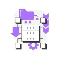 Data ingestion flat outline concept icon. Information transportation. Digital technology and software integration. Modern line illustration with purple glyphs. Conceptual visual. Easy to edit vector