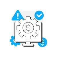 Reduced payroll errors flat outline concept icon. Payment regulation software advantage. Computing for business. Modern line illustration with blue glyphs. Conceptual visual. Easy to edit vector