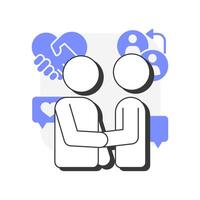 Empathy flat outline concept icon. Customer understanding. Building rapport. Emotional intelligence. Sales success. Modern line illustration with purple glyphs. Conceptual visual. Easy to edit vector