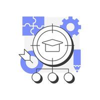 Set clear goals flat outline concept icon. Student progress support. Education strategy. Academic achievement. Modern line illustration with purple glyphs. Conceptual visual. Easy to edit vector