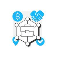 Networking opportunities flat outline concept icon. Professional connection. Knowledge sharing. Business collaboration. Modern line illustration with blue glyphs. Conceptual visual. Easy to edit vector