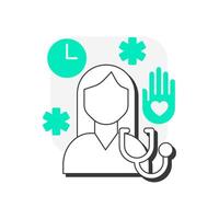 Short term nursing services flat outline concept icon. Home health care program. Medical worker visiting. Patient care. Modern line illustration with green glyphs. Conceptual visual. Easy to edit vector