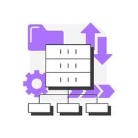 Data lineage flat outline concept icon. Information flow record. Data lake key. Computing technology for analytics. Modern line illustration with purple glyphs. Conceptual visual. Easy to edit vector