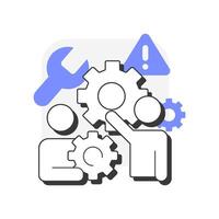 Problem solving flat outline concept icon. Critical thinking. Creative solution. Information processing. Consultation. Modern line illustration with purple glyphs. Conceptual visual. Easy to edit vector