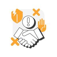 Lack of trust flat outline concept icon. Customer confidence. Company reputation. Closing deal. Sales objection. Modern line illustration with orange glyphs. Conceptual visual. Easy to edit vector