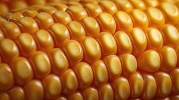 Close up view of tightly packed golden corn kernels showcasing vibrant texture and color photo