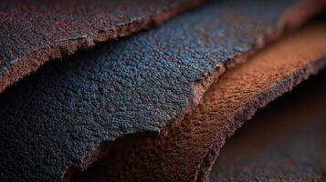 Nubuck leather texture captured in macro detail showcasing its unique design and quality craftsmanship photo