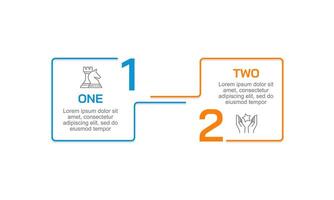 Infographic 2 options comparing strategy in business management. Presentation, Plan, Banner, Data and Report. vector