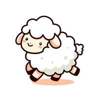 Cartoon Style Cheerful Running Sheep Character Illustration Animal Mascot vector
