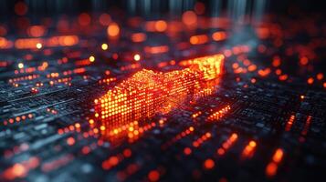 Illuminated Arrow on Circuit Board HighTech Concept for Digital Direction and Technological Advancement photo