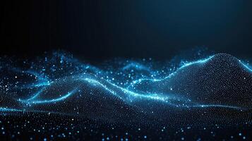 Abstract Blue Digital Wave Background with Glowing Particles for Futuristic Technology and Data Visualization photo
