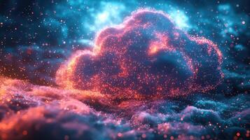 Abstract Cloud Computing Network with Glowing Particles, Data Flow, and Futuristic Technology Visualization for Digital Innovation photo
