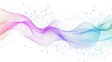 Abstract Colorful Wave Design with Transparent Lines and Bubbles on White Background for Modern Designs photo