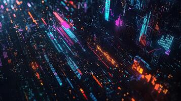 Abstract Cybernetic Network Futuristic Technology Background with Digital Circuits, Data Streams, and Glowing Nodes for HighTech Visuals photo