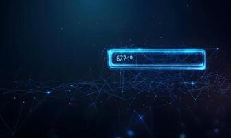 Abstract Data Network Glowing Neon Number Box Amidst Interconnected Lines for Technology Backgrounds and Presentations photo