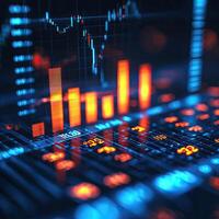Abstract Financial Chart Stock Market Analysis with Candlestick and Bar Graph Visualizations for Investment Decisions photo