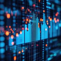Abstract Financial Chart with Glowing Data Points Displaying Stock Market Trends and Economic Growth Analysis photo