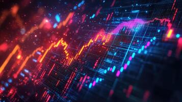 Abstract Financial Chart with Glowing Lines, Data Visualization, Investment Analysis, Stock Market, Cryptocurrency Trading, Technology Background photo