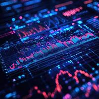 Abstract Financial Data Visualization with Glowing Lines A Modern Market Analysis Concept photo