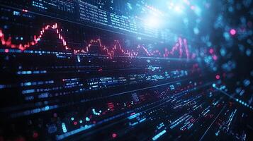 Abstract Financial Data Visualization with Price Chart on a Futuristic Digital Network Screen photo
