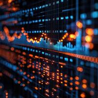 Abstract Financial Market Data Visualization Glowing Chart, Digital Interface, Stock Market Analysis, and Economic Trends photo