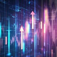 Abstract Financial Data Visualization with Upward Arrows Stock Market Growth, Trading Platform and Investment Concepts photo