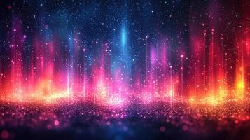 Cosmic Ascent Sparkling Particles Rising into a Starry Galaxy, Magical Light Trails in Space Abstract photo