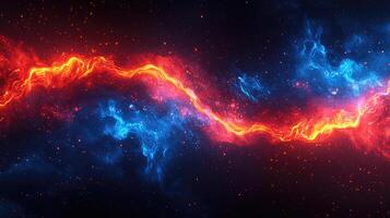 Cosmic Energy Stream Red and Blue Nebula Galaxy Space Abstract Background With Shining Stars. photo