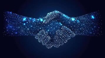 Digital Business Handshake with Network Connection Structure, Agreement Concept. Partnership, Success, and Technology Illustration. photo