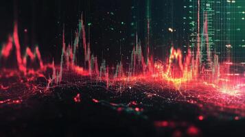 Digital Candlestick Chart Financial Data Visualization with Rising and Falling Rates in Red and Green Colors. photo