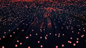 Digital Network Data Flow with Glowing Red Nodes and Circuit Lines Connectivity Abstract photo