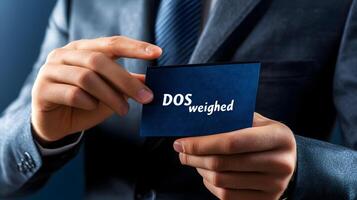 DOSWeighted Strategy Card Presented by Professional in Suit for Data Analysis and Risk Mitigation photo