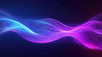 Dynamic Flowing Light Waves with Particles in Blue and Purple Abstract Background, Modern Artistic photo