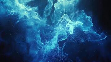 Ethereal Blue Nebula Cloud with Sparkling Particles Abstract Cosmic Galaxy Background Wallpaper Design photo