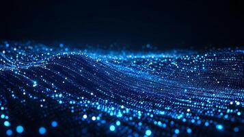 Flowing Data Stream of Blue Light Particles Futuristic Technology, Digital Network, Big Data photo