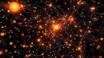 Neuronal Network Abstract Interconnected Neural Pathways with Glowing Nodes in a Dark Backdrop, Science Visualization photo