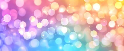 A colorful gradient backdrop glows with soft, outoffocus bokeh lights creating a magical effect photo
