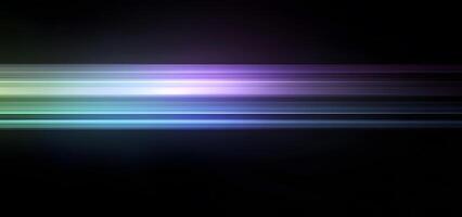 A dark abstract background features a vibrant spectrum of horizontal light rays in multiple colors photo