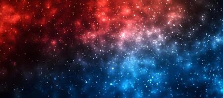 A gradient of red and blue shines with scattered white specks and bokeh photo
