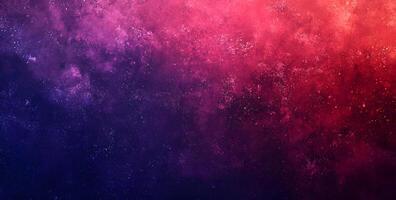 A vibrant cosmic backdrop displays a gradient transition from deep blue to radiant red photo